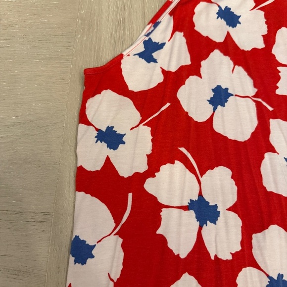 LOFT Red Blue and White Floral Mini Sun Dress - Picture 4 of 9